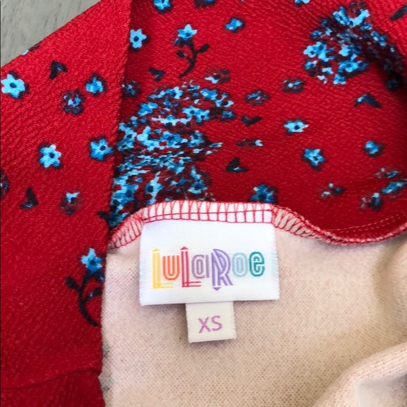 LuLaRoe skirt. Lovely Red & light blue. Size XS. - Picture 3 of 3